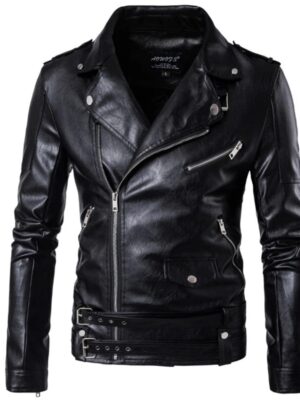 Fashion Brand Men's Designer Punk Wind Oblique Zipper Design Men's Leather Jacket Coat New Motorcycle Pilot Leather Jacket