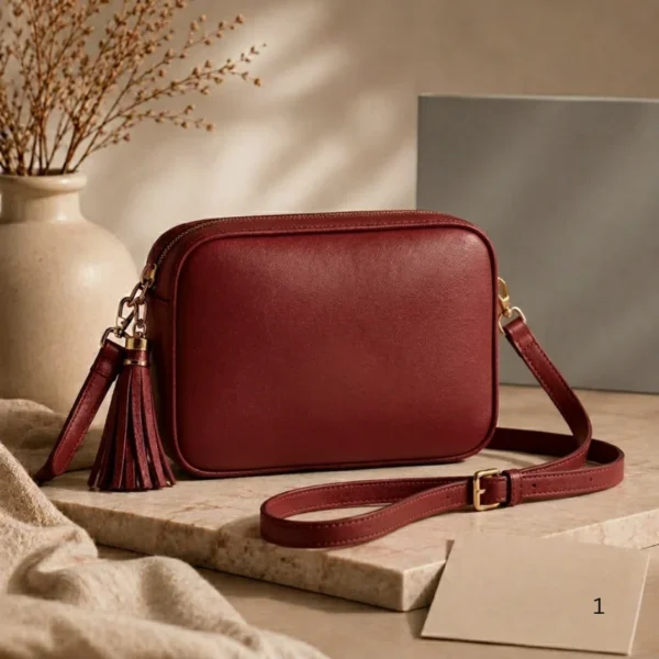 Red colour Crossbody leather bag Australian leather