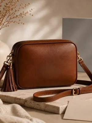 Brown colour Crossbody leather bag Australian leather
