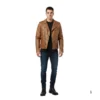 Cow Leather Jacket D-Pocket Biker Style front view image