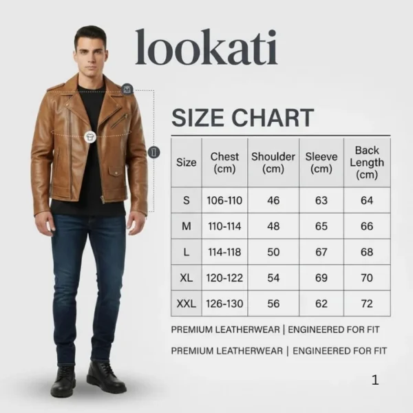 Cow Leather Jacket D-Pocket Biker Style size chart image