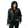 1980s Women Fringe Leather Jacket front view image