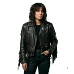 1980s Women Fringe Leather Jacket front view image