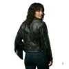 1980s Women Fringe Leather Jacket back view image