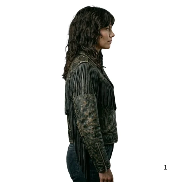 1980s Women Fringe Leather Jacket right side view image