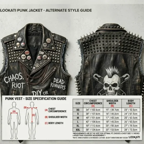 The-80s-Hardcore-Studded-Leather-Biker- size chart