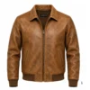 full grain cow leather bomber jacket men vintage