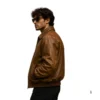 full grain cow leather bomber jacket men vintage left side view image