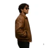 full grain cow leather bomber jacket men vintage right side view image