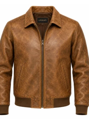 full grain cow leather bomber jacket men vintage