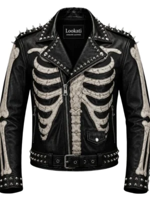 Punk Gothic Cowhide Leather Jacket