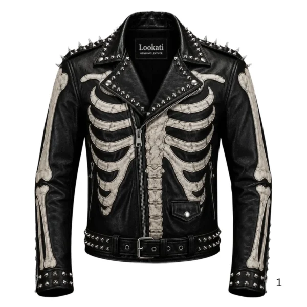 Punk Gothic Cowhide Leather Jacket