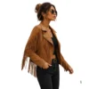 Women’s Cowhide Fringe Moto Jacket right side view image