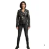 Gothic Style Women Leather Jacket front view image