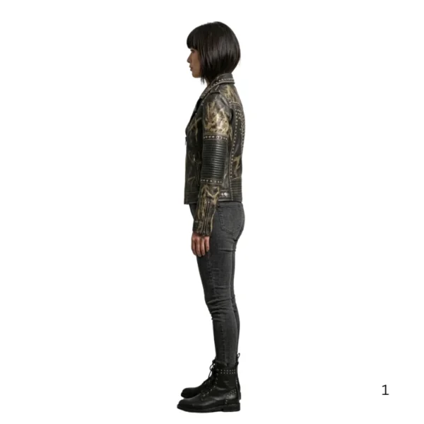 Gothic Style Women Leather Jacket left side view image
