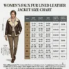Lookati women faux fur aviator leather jacket size chart image