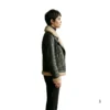 Lookati women faux fur aviator leather jacket right side view image