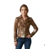 Women’s Hair On Cowhide Biker Jacket front view image
