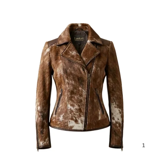 Women’s Hair On Cowhide Biker Jacket