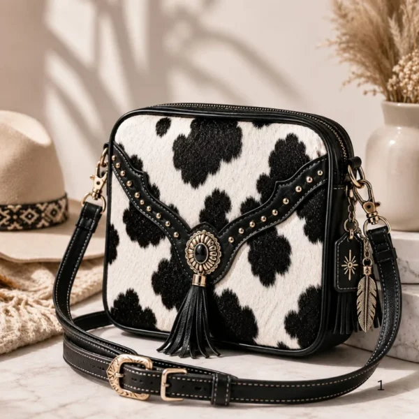 Lookati hair on leather handbag with natural pattern