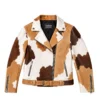 Women's Tricolour Cowhide Leather Jacket