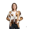 Women's Tricolour Cowhide Leather Jacket front view image