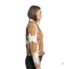 Women's Tricolour Cowhide Leather Jacket right side view image