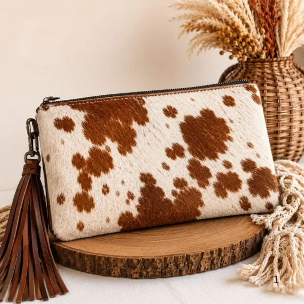 Western style hair on leather bag