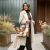 Front view image Tan colour Premium Hair On Leather Tote Handbag