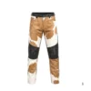 Tan and white cowhide biker leather pants