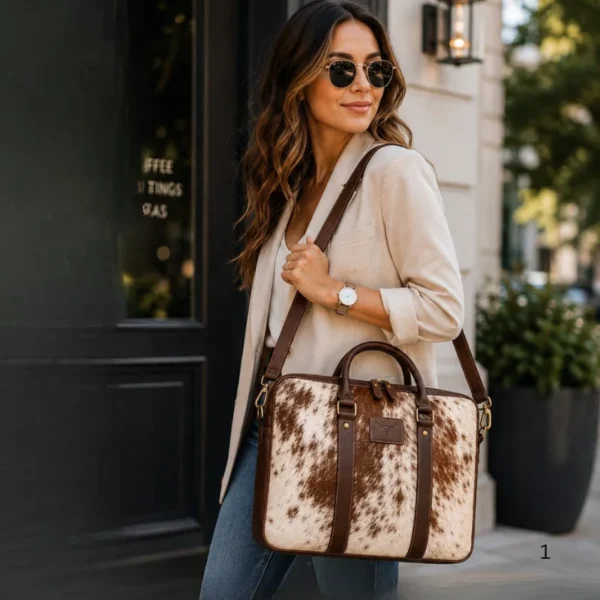 Full grain cowhide leather laptop bag