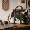 Full grain cowhide leather laptop bag in multicolour