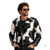 Men's Hair On Cowhide Leather Jacket front view image