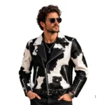 Men's Hair On Cowhide Leather Jacket front view image