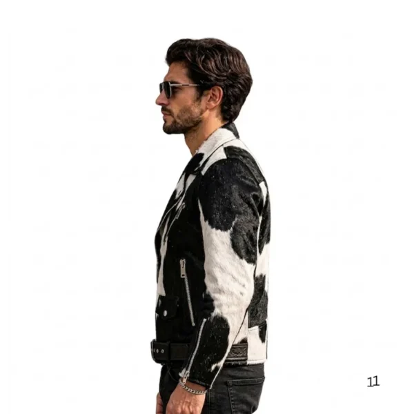 Men's Hair On Cowhide Leather Jacket left side view image