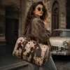 Hair on cowhide travel duffle bag