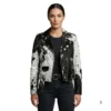 Women’s cowhide biker leather jacket front view image