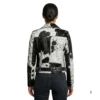 Women’s cowhide biker leather jacket back view image