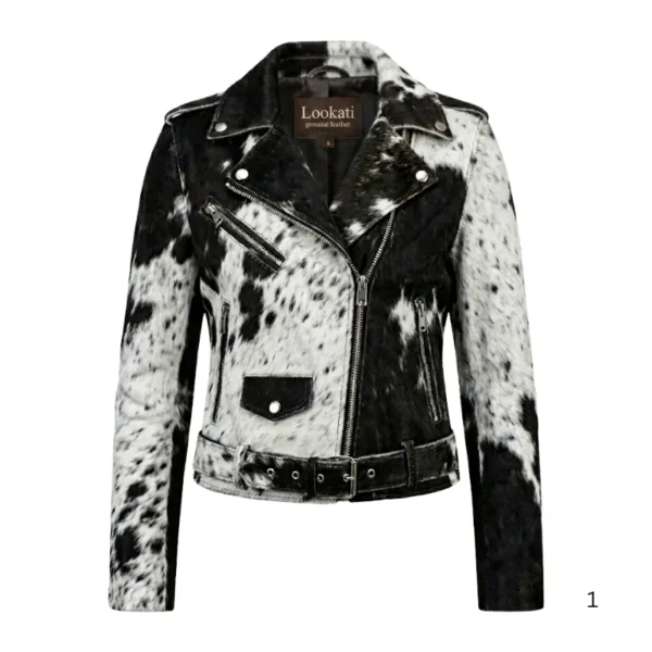Women’s cowhide biker leather jacket