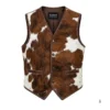 Brown white cowhide men's leather vest