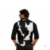Black white cowhide leather vest back view image