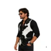 Black white cowhide leather vest left side view image