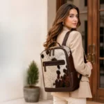 Luxury hair on cowhide laptop backpack