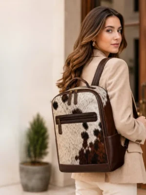 Luxury hair on cowhide laptop backpack