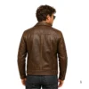 Men's vintage waxy cowhide leather jacket back view