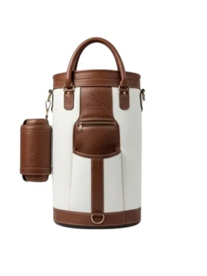 Leather golf ball bag in genuine leather
