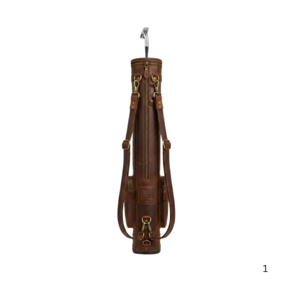 Handmade luxury leather golf bag with shoulder strap