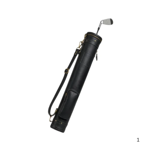 Black colour genuine leather vintage golf carry bag