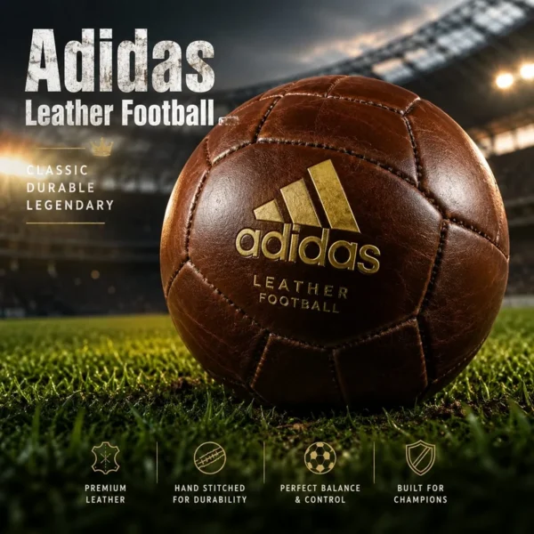 adidas leather football on grass