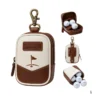 Leather golf ball carrier in genuine leather